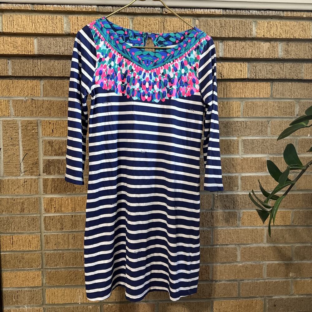 Lilly Pulitzer Bay Dress 27856 Striped Dress Pima Cotton Dress Nautical Coastal